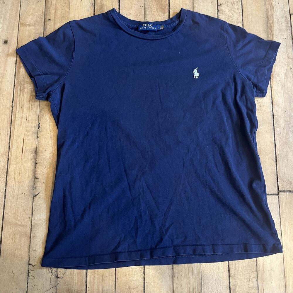 Polo Ralph Lauren Navy Tee L Classic Logo Shirt Preppy Minimalist Cotton